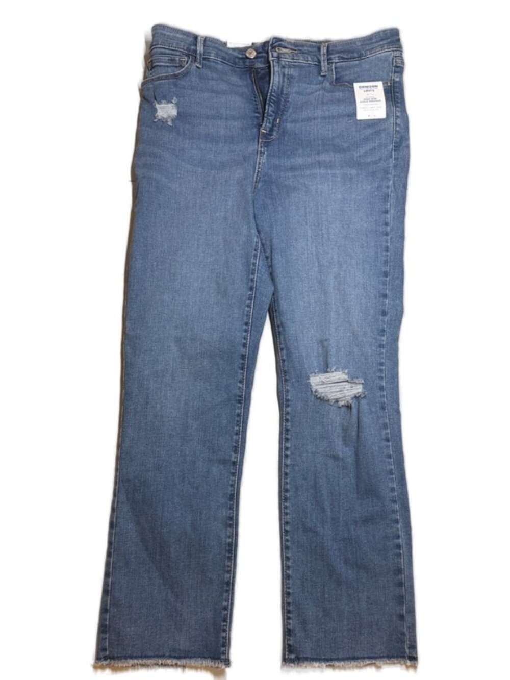 Levi's Medium Blue Straight-Leg Distressed Jeans
